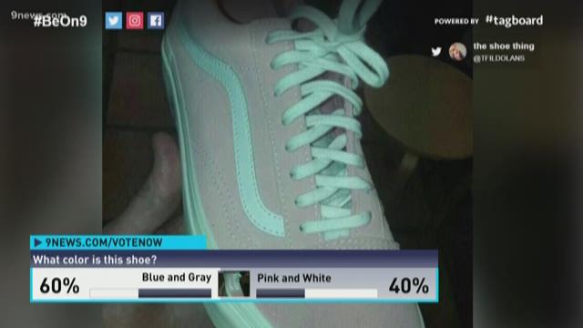 pink and white teal and gray shoe